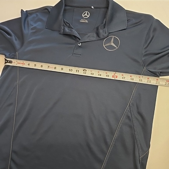 Mercedes Benz Men's Large L Polo Shirt‎ Logo Navy Blue Gray Golf Casual - Picture 5 of 8